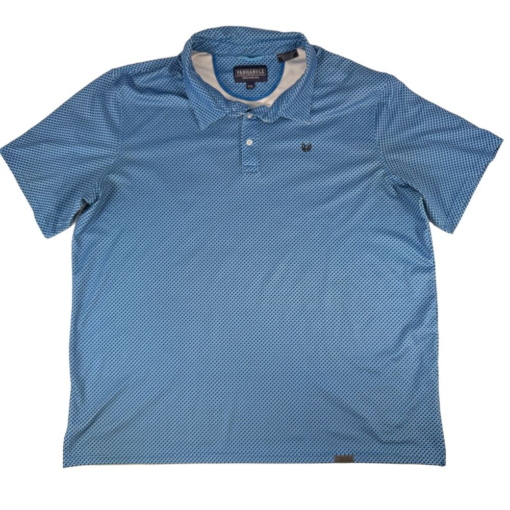 Panhandle Performance Men's XXL Blue Geometric Print Short Sleeve Polo Shirt